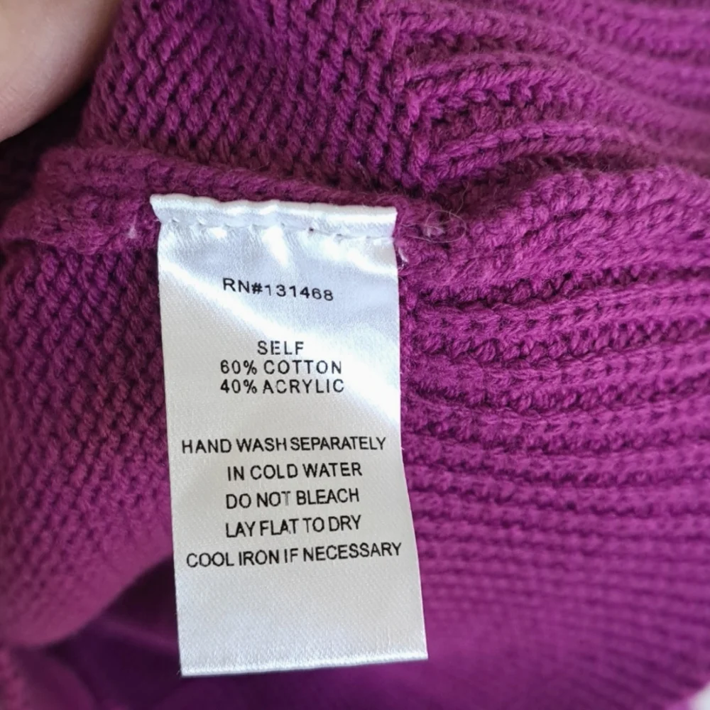 Fate Handknit Puff Crochet Sleeve Knit Sweater Cotton Blend Boho Soft Purple - Picture 4 of 10